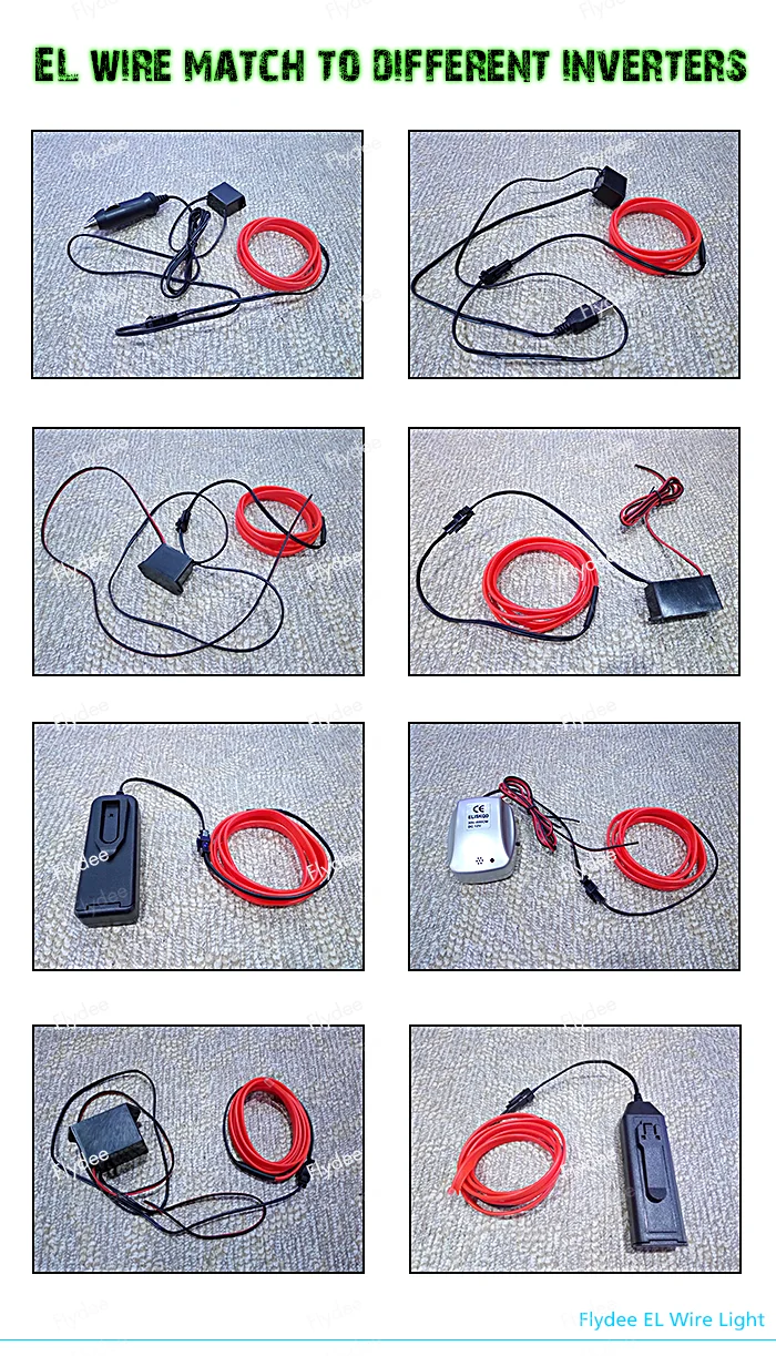 High brightness Iron made free DIY shapes 2.8mm 5.0mm EL neon wire with el wire battery pack