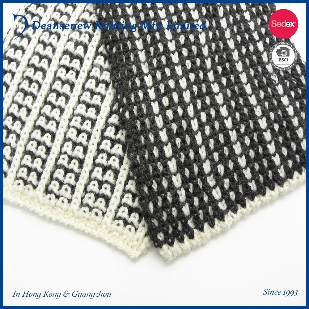 Fashion 60% Cotton 30% Nylon 10% Lambswool 2-Tone Texture Knitted Scarf (4).jpg