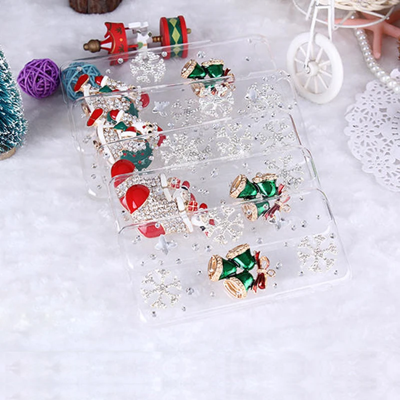 Handmade 3D Diamond Bling phone skin case cover with christmas santa claus present gift for iphone4/4s/5/5s/6/6 plus