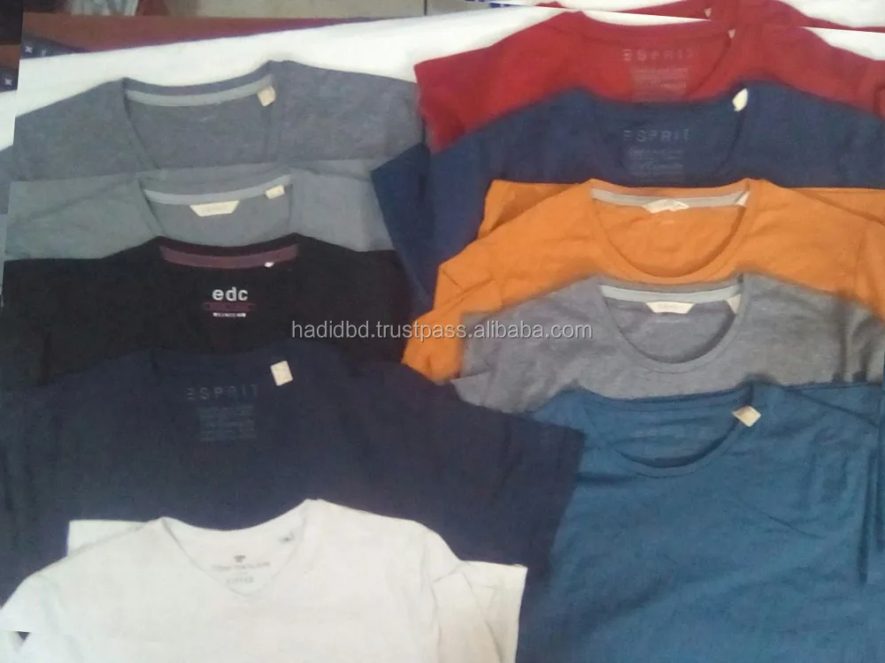 100 Stock Lot Garments Cotton Oneck & Vneck Plain Men's Tshirts,Solid Short Sleeve Men T
