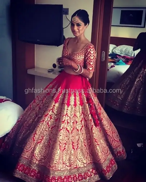 wedding lehenga red and gold