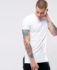 Long line Muscle T-Shirt With Side Zips In White t shirt with captain america print plain cotton t shirt for mens