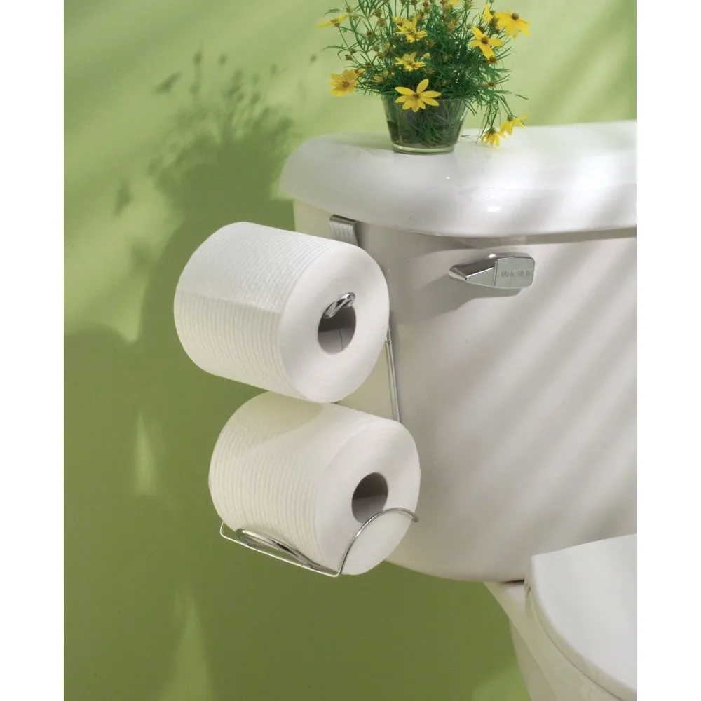 Over The Tank Metal Toilet Roll Holder Reserve Paper Tissue Hanging