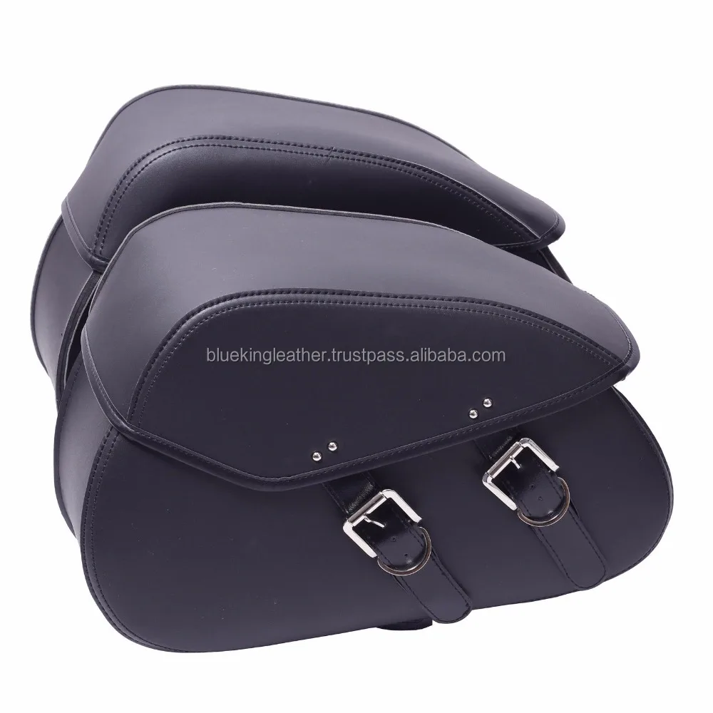 black leather motorcycle saddlebags