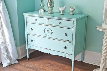 Dresser Shabby Chic Beach Cottage Aqua Blue Distressed Cottage