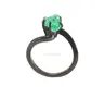 Raw Rough Uncut Emerald Anniversary Engagement Black Gold Ring