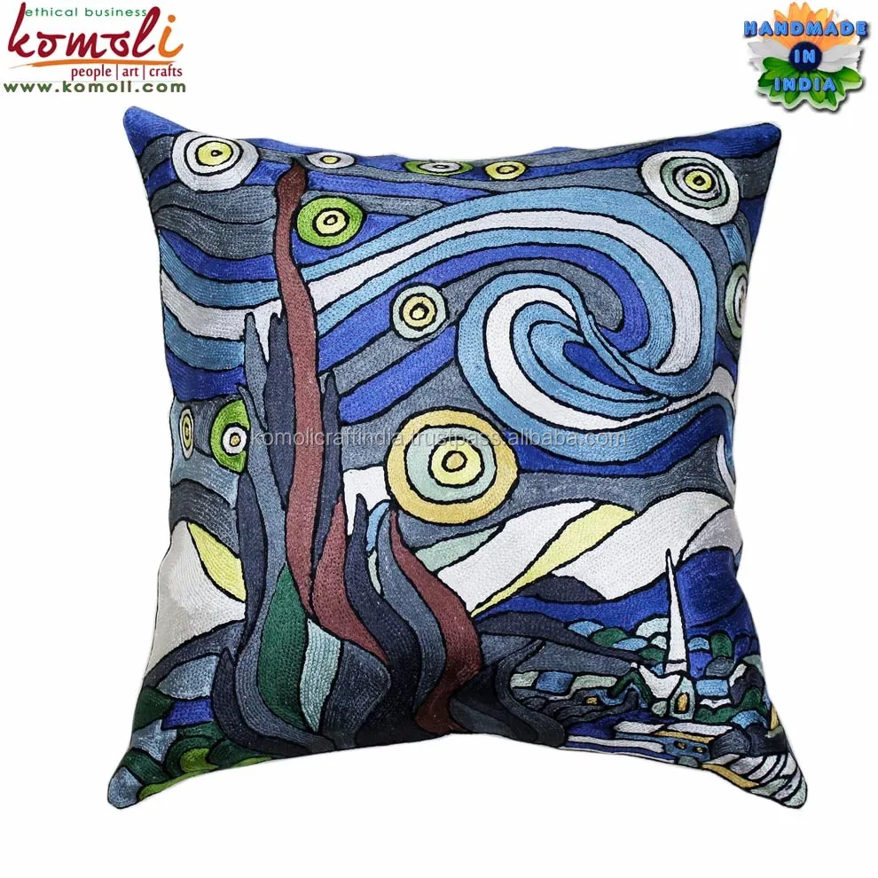 Wave Design Indian Custom Hand Embroidered Cushion Covers Throw