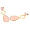 Cotton Candy Pink Chalcedony Earrings. Sterling Silver & Real Gold Plated Dangle Earrings