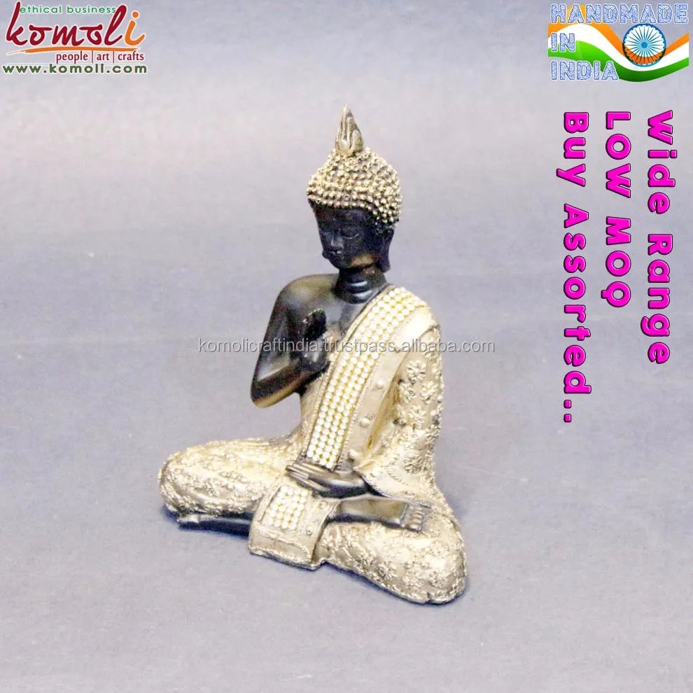 Buy Small Wholesale Mini Buddha Statues With Golden Adorn Stone Studded