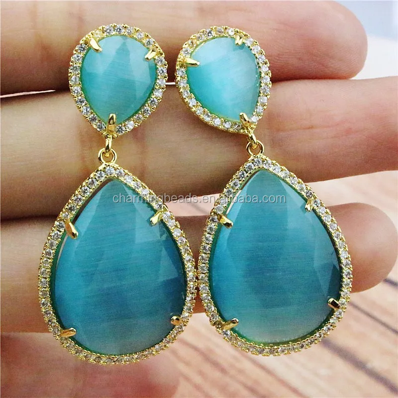 CH-MAE0073 Fashion Pave diamond gemstone stud earring,jewelry stone earring wholesale,natural stone earring,charming earrings