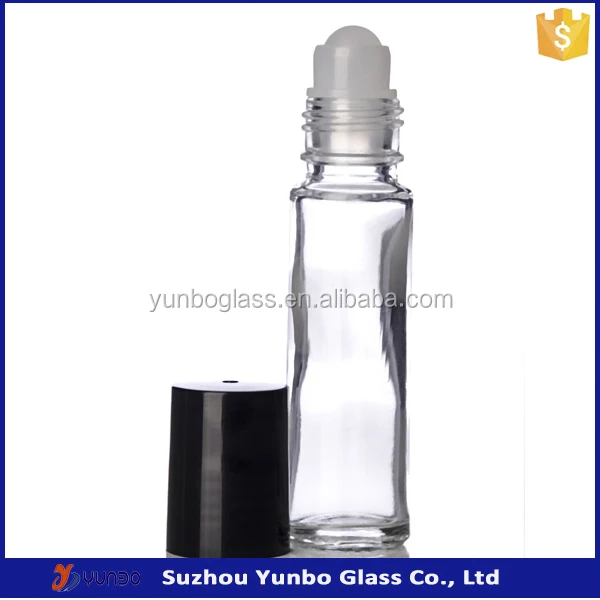 10 mL Clear Glass Perfume Bottle with Roller ball & Black Cap-G101.jpg