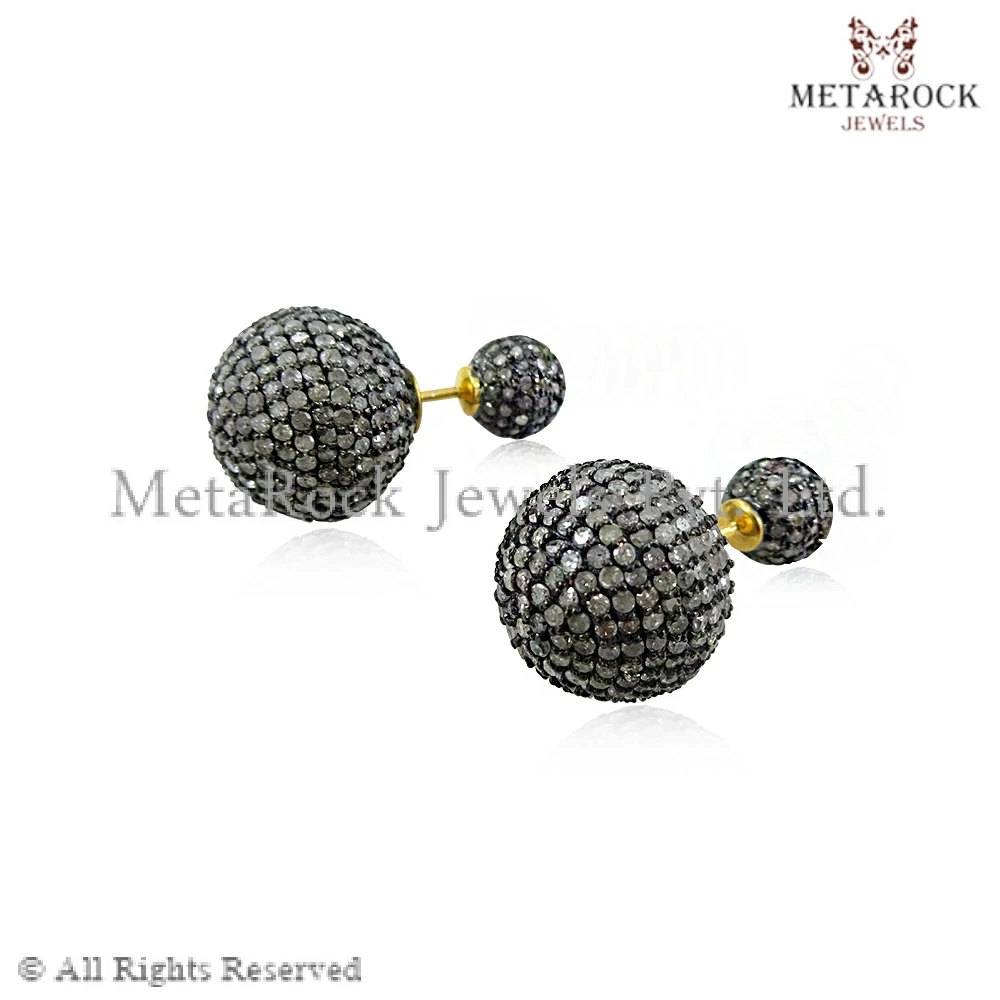 Pave Diamond Party Wear Ball Stud Earrings Jewelry Pave Diamond Party Wear Ball Stud Earrings Jewelry