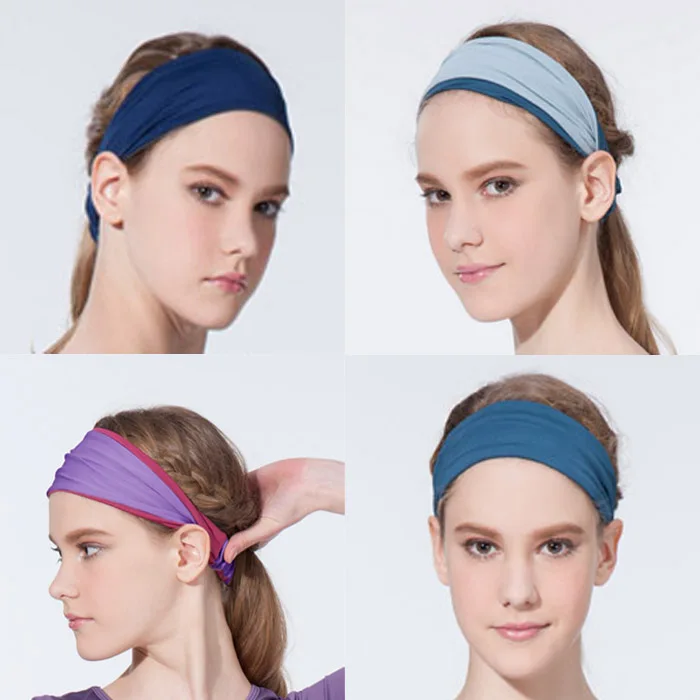 2 Women stylish 2 tone elastic sport hair band
