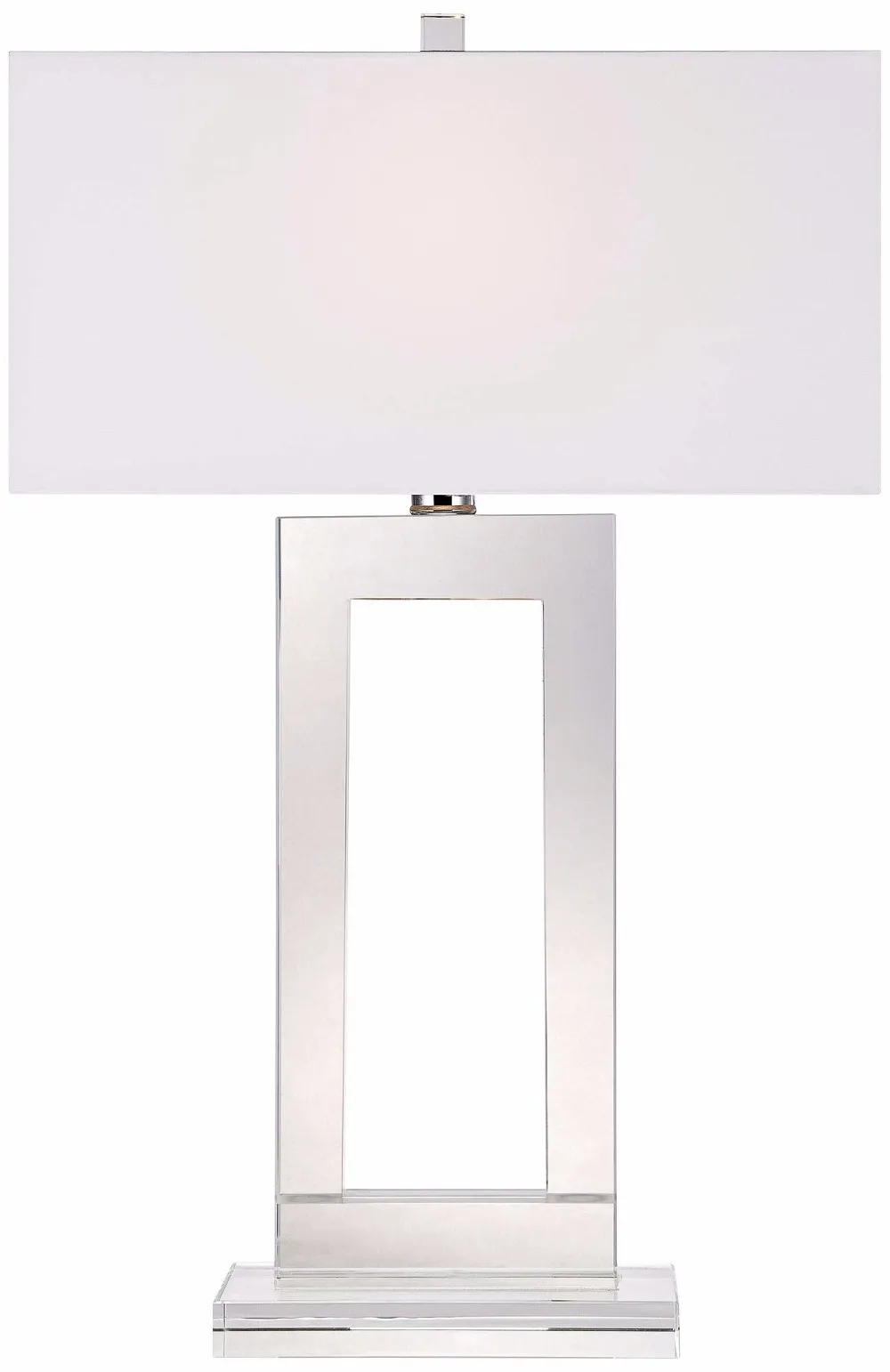 1026-18 a white box shade for a clean, modern look Rectangular in shape Window Modern Crystal Table Lamp