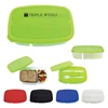 2-Section Lunch Container - includes plastic knife and fork in secure lid compartment and comes with your logo