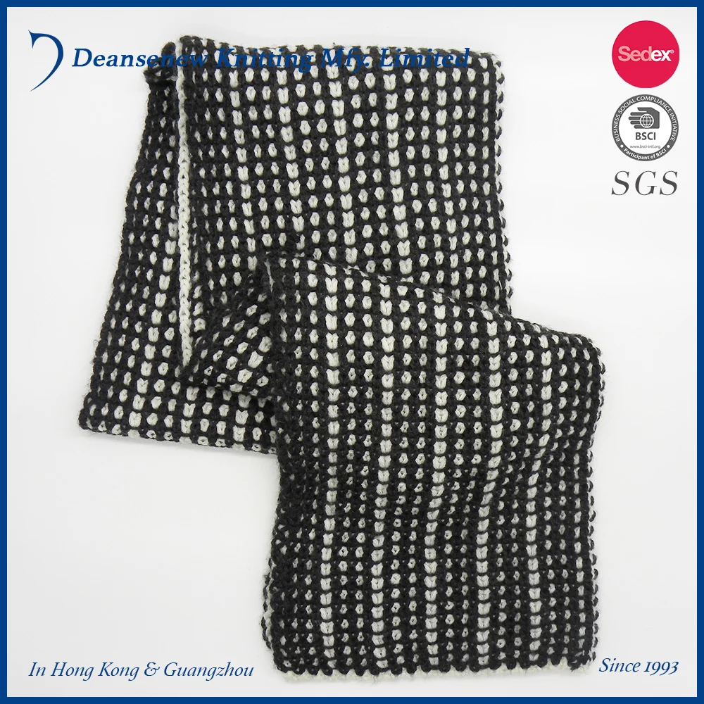 Fashion 60% Cotton 30% Nylon 10% Lambswool 2-Tone Texture Knitted Scarf.jpg