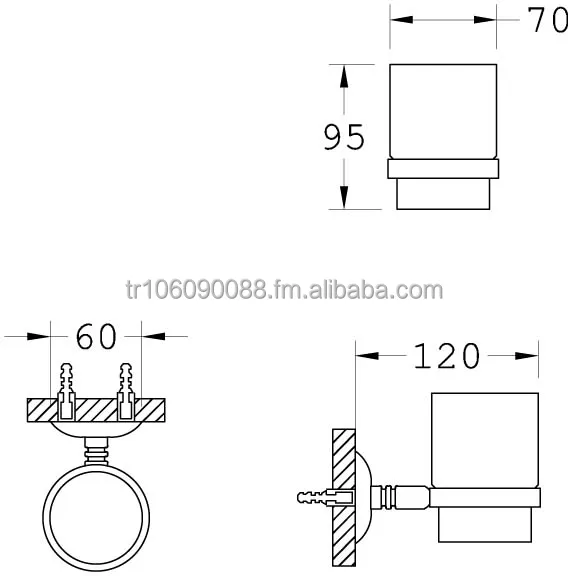 
Seyhan Series Toohtbrush Holder, Tumbler, Zinc + Glass 