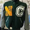 Beautiful Embroidery Varsity jacket In New Fashion/Green Wool With Grey Leather Custom Varsity Jackets/AT NOKI