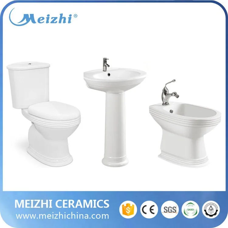 White ceramic cheap round combination toilet bidet