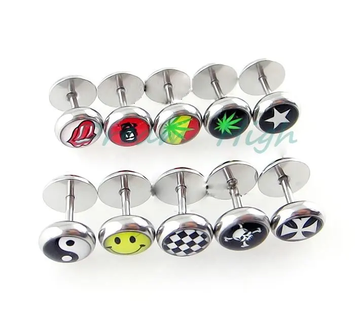 New Arrival Oil Design Earring Stud Ear Ring Nail Expander Logos New Arrival Oil Design Earring Stud Ear Ring Nail Expander Logos Body Piercing Jewelry Barbell 1 2mm Hot Promotional Gift In Earrings From