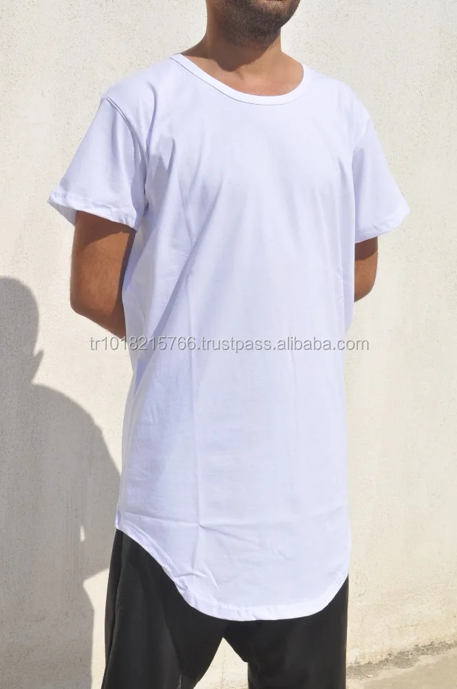 
Men Extended Drop T Shirt Oval Hem // Kanye West Style Silky Long T shirt 