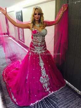 Wedding Fuschia Pink Beaded Gown Kaftan 2016 2017 View Pink