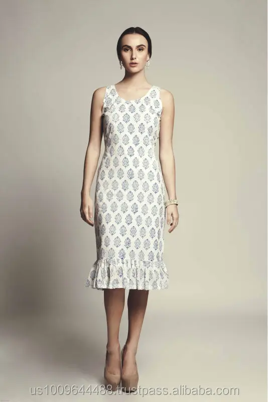 cotton block print dress