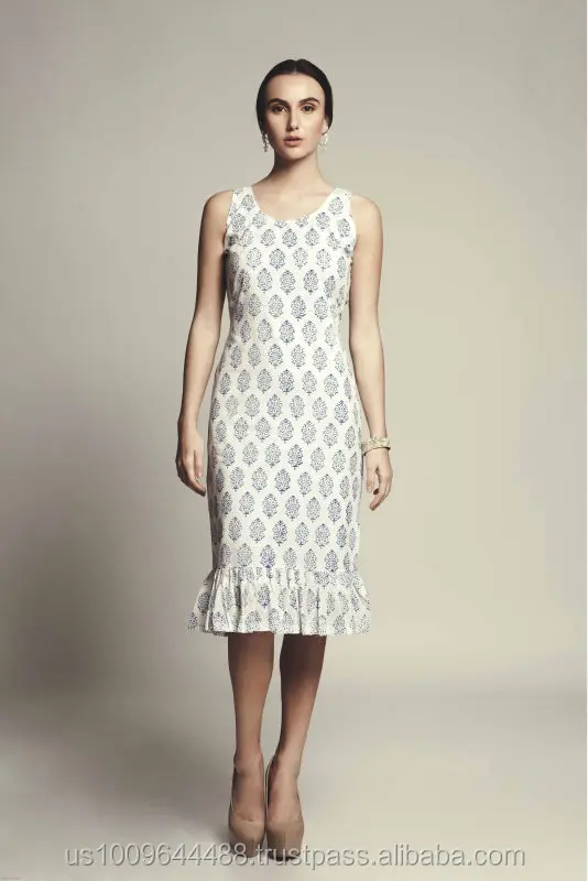 Nwt Stylish Hand Block Print Cotton Ruffle Edge Designer Dress Nwt Stylish Hand Block Print Cotton Ruffle Edge Designer Dress Casual Dresses Product On Alibaba