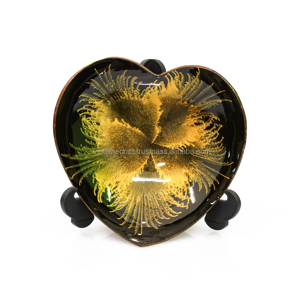 
Lacquer coconut shell bowl, heart-shaped, lacquerware handicraft in Vietnam 