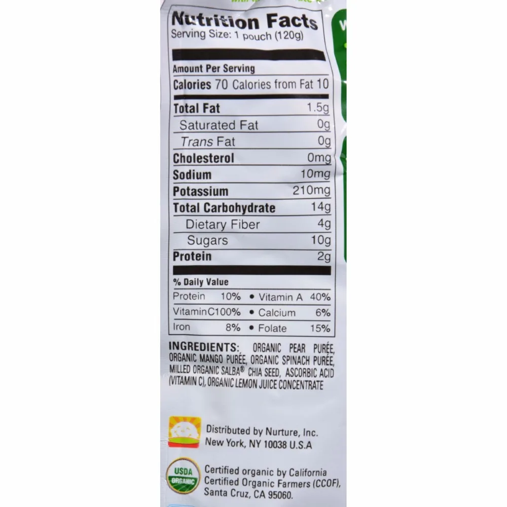 
Happy Baby HappyTot Organic Superfoods Spinach Mango and Pear - 4.22 oz - Case of 16 