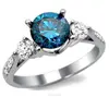 Italian Style 1.00 Tcw Round Cut Real Blue Diamond SI2 Clarity 14Kt White Gold Exclusive Wedding Ring at Discount Price