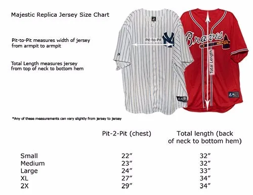 Majestic Baseball Jersey Size Chart