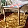 Industrial Acacia Wood Union jack Cafe table, Antique Acacia wood Union Jack Restaurant Table