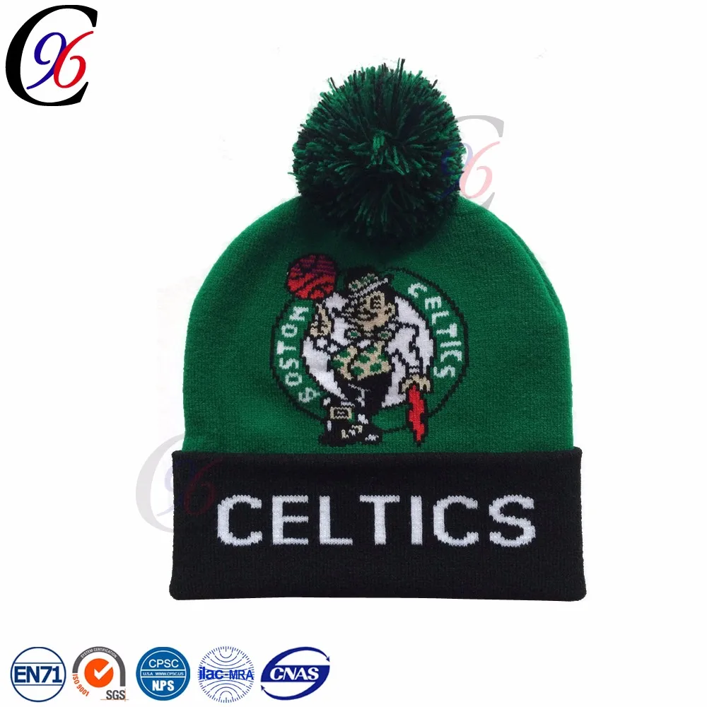 Chengxing custom cheap wholesale crochet babble flag free pom beanie jacquard knitting embroidery patterns football fans hat