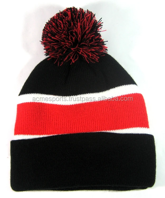 pompombeanieswholesalehatswinterblackred.jpg