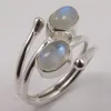 925 Solid Sterling Sliver Natural RAINBOW MOONSTONE Oval Cabochon Gemstone Unique Style Ring All Sizes ! Best Gift Offers