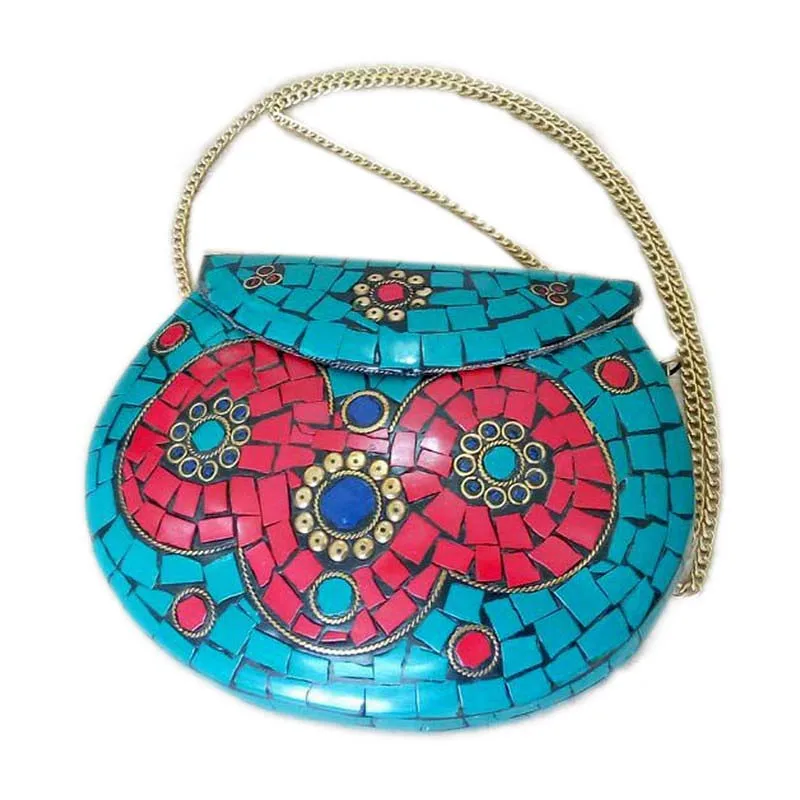 turquoise clutch purse