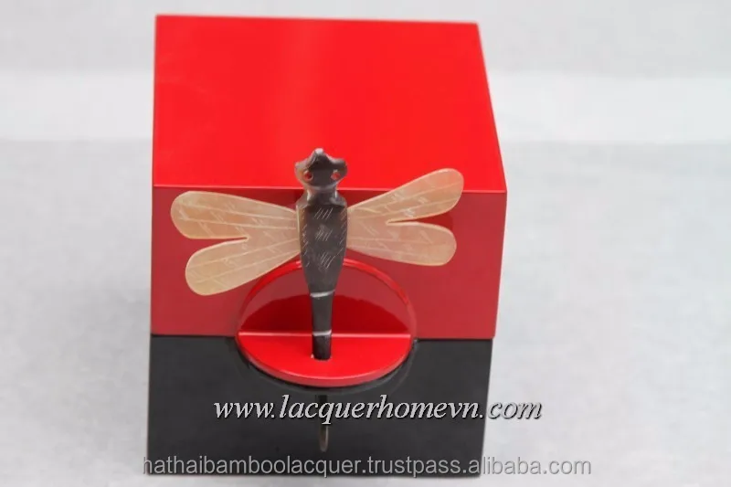 HT3323 Vietnamese lacquer ware- metallic jewelry boxes with dragon fly lock , high quality, direct supply