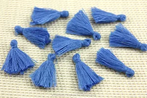 Mini Tassels, 2,5cm Cotton Tassels, Small Tassels, Saks Blue Cotton Tassel, Handmade Mini Tassels, Mini Cotton Tassels,