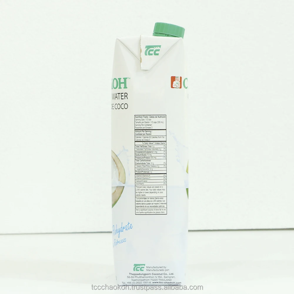 
CHAOKOH UHT Coconut Water Packed in Aseptic box original package (1000 ml) 