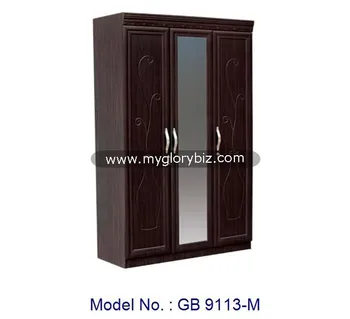 Elegance Style 3 Doors Bedroom Cabinet With Mirror Modern Bedroom