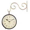 Vintage Victorian Decorative Station Wall Clock Made of Copper with Double Sided Clock Face and Iron Wall Bracket