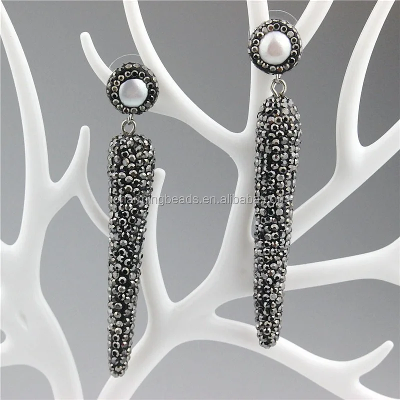 CH-ZSE0194 fashion stone diamond earring,wholesale gemstone jade stud earring,handmade pave crystal pearl stud earring jewelry