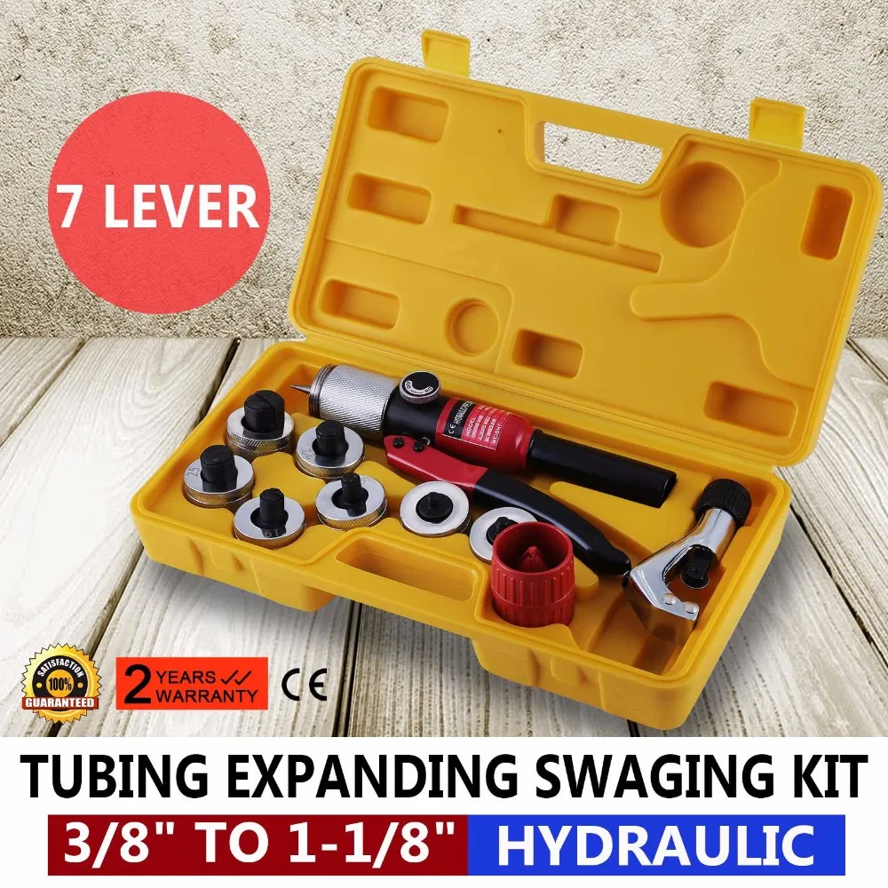 7 Head Manual Pipe Flaring Expander Tool Hydraulic Copper Heads Tube Swaging Kit 