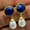 Ocean Breeze !! White Pearl_Blue Lapis 925 Sterling Silver Earring, Indian Fashion Silver Jewelry, Wholesale Gemstone Rings