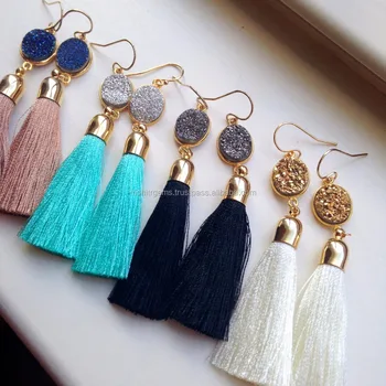 Anium Coated Multi Color Agate Druzy Thread Tel Handmade Anium Coated Multi Color Agate Druzy Thread Tel Handmade Earring