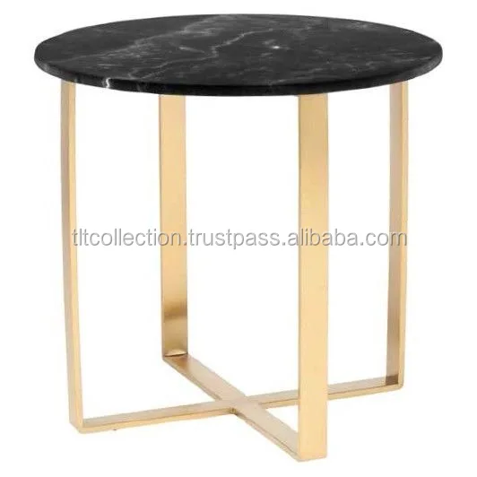 Iron Side Table With Marble Top And Gold Finished Coffee Iron Side Table With Marble Top And