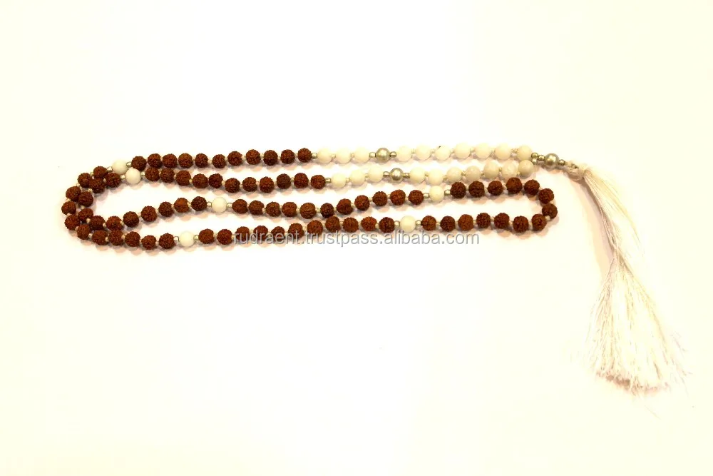 7 Chakra Rudraksha Yoga Mala, 108 Beads Japa Mala, Unisex Knotted Mala