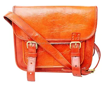 red leather messenger bag