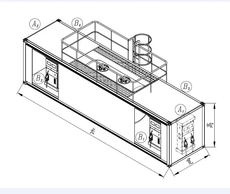 containerized mobile portable fuel gas petrol station
